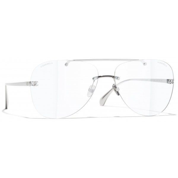 Chanel - Occhiali Pilota con Filtro Luce Blu - Argento - Chanel Eyewear