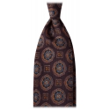 Viola Milano - Ancona Bloom Selftipped Silk Tie - Brown Mix - Handmade in Italy - Luxury Exclusive Collection