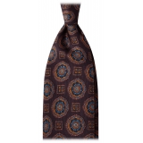 Viola Milano - Ancona Bloom Selftipped Silk Tie - Brown Mix - Handmade in Italy - Luxury Exclusive Collection