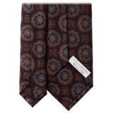 Viola Milano - Cravatta in Seta Auto-Tipped Ancona Bloom - Marrone Mix - Handmade in Italy - Luxury Exclusive Collection