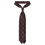 Viola Milano - Cravatta in Seta Auto-Tipped Ancona Bloom - Marrone Mix - Handmade in Italy - Luxury Exclusive Collection