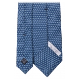 Viola Milano - Cravatta in Seta con Stampa Animalier - Elefante Blu Navy - Handmade in Italy - Luxury Exclusive Collection