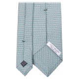 Viola Milano - Animal Printed Selftipped Silk Tie - Menthol Elephant - Handmade in Italy - Luxury Exclusive Collection