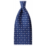 Viola Milano - Cravatta in Seta Autofilettante Artisan Bloom - Mix Blu - Handmade in Italy - Luxury Exclusive Collection