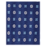 Viola Milano - Cravatta in Seta Autofilettante Artisan Bloom - Mix Blu - Handmade in Italy - Luxury Exclusive Collection