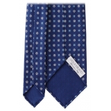 Viola Milano - Cravatta in Seta Autofilettante Artisan Bloom - Mix Blu - Handmade in Italy - Luxury Exclusive Collection
