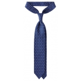 Viola Milano - Cravatta in Seta Autofilettante Artisan Bloom - Mix Blu - Handmade in Italy - Luxury Exclusive Collection