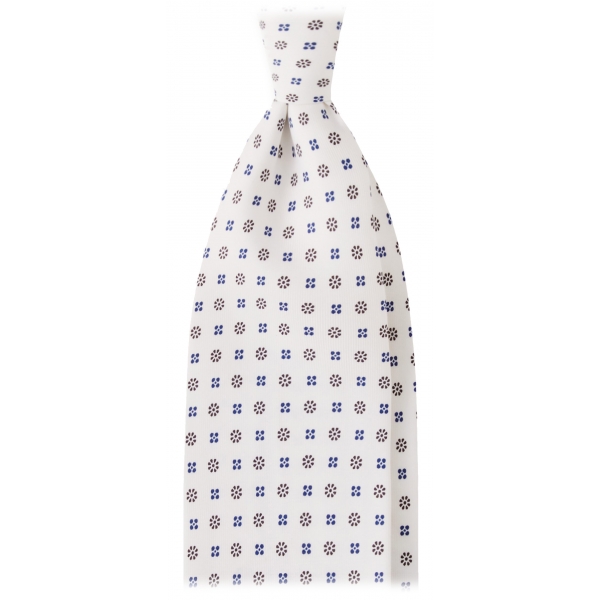 Viola Milano - Cravatta in Seta Autofilettante Artisan Bloom - Mix Bianco - Handmade in Italy - Luxury Exclusive Collection