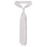 Viola Milano - Artisan Bloom Selftipped Silk Tie - White Mix - Handmade in Italy - Luxury Exclusive Collection