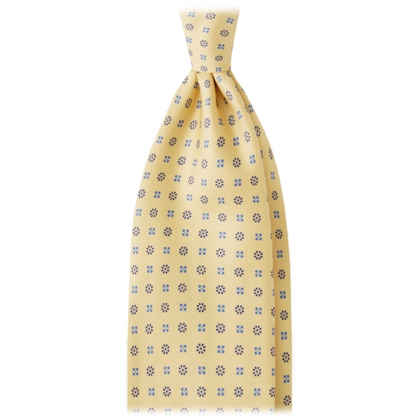 Viola Milano - Cravatta in Seta Autofilettante Artisan Bloom - Mix Giallo - Handmade in Italy - Luxury Exclusive Collection