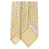 Viola Milano - Cravatta in Seta Autofilettante Artisan Bloom - Mix Giallo - Handmade in Italy - Luxury Exclusive Collection