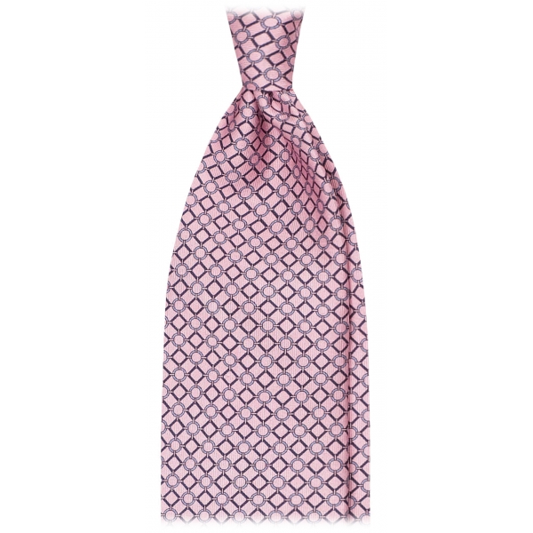 Viola Milano - Cravatta in Seta Italiana con Motivo a Catena Mista - Rosa Mix - Handmade in Italy - Luxury Exclusive Collection