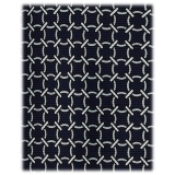 Viola Milano - Cravatta in Seta con Ricamo a Catena - Mix Blu Navy/Grigio - Handmade in Italy - Luxury Exclusive Collection