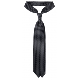 Viola Milano - Artisan Chain Selftipped Silk Tie - Navy/Grey Mix - Handmade in Italy - Luxury Exclusive Collection