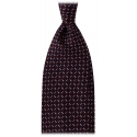 Viola Milano - Cravatta in Seta con Ricamo a Catena - Mix Blu Navy/Rosso - Handmade in Italy - Luxury Exclusive Collection