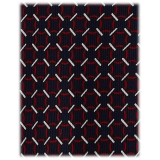 Viola Milano - Cravatta in Seta con Ricamo a Catena - Mix Blu Navy/Rosso - Handmade in Italy - Luxury Exclusive Collection