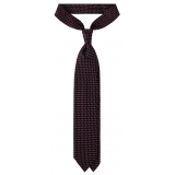 Viola Milano - Cravatta in Seta con Ricamo a Catena - Mix Blu Navy/Rosso - Handmade in Italy - Luxury Exclusive Collection