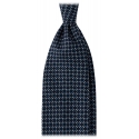 Viola Milano - Cravatta in Seta Stampata a Mano con Catena - Navy/Mare - Handmade in Italy - Luxury Exclusive Collection