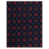 Viola Milano - Cravatta in Seta con Ricamo Artisan Cubes - Mix Navy - Handmade in Italy - Luxury Exclusive Collection