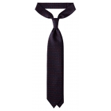 Viola Milano - Cravatta in Seta con Ricamo Artisan Cubes - Mix Navy - Handmade in Italy - Luxury Exclusive Collection