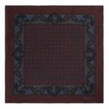 Viola Milano - Fazzoletto da Taschino in Seta Motivo Floreale - Marrone Mix - Handmade in Italy - Luxury Exclusive Collection