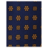 Viola Milano - Artisan Floral Selftipped Silk Tie - Navy/Brown - Handmade in Italy - Luxury Exclusive Collection