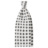 Viola Milano - Artisan Floral Selftipped Silk Tie - White - Handmade in Italy - Luxury Exclusive Collection
