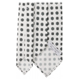 Viola Milano - Cravatta in Seta con Ricamo Floreale Artigianale - Bianco - Handmade in Italy - Luxury Exclusive Collection