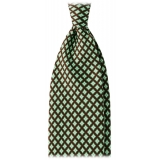 Viola Milano - Cravatta in Seta con Ricamo Floreale - Marrone/Verde - Handmade in Italy - Luxury Exclusive Collection