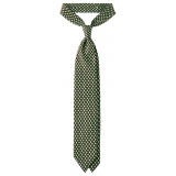 Viola Milano - Cravatta in Seta con Ricamo Floreale - Marrone/Verde - Handmade in Italy - Luxury Exclusive Collection