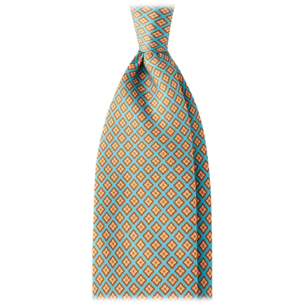 Viola Milano - Cravatta in Seta con Motivo Auto-Tipped - Mix Turchese - Handmade in Italy - Luxury Exclusive Collection