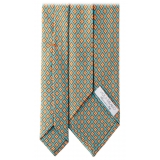 Viola Milano - Cravatta in Seta con Motivo Auto-Tipped - Mix Turchese - Handmade in Italy - Luxury Exclusive Collection