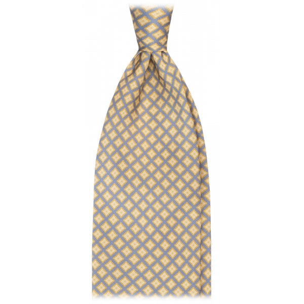 Viola Milano - Cravatta in Seta con Motivo Artigianale Auto-Tipped - Giallo - Handmade in Italy - Luxury Exclusive Collection