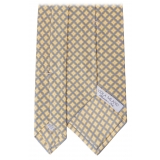 Viola Milano - Cravatta in Seta con Motivo Artigianale Auto-Tipped - Giallo - Handmade in Italy - Luxury Exclusive Collection