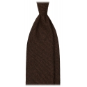 Viola Milano - Cravatta Artisan Solid 100% Cashmere - Cioccolato - Handmade in Italy - Luxury Exclusive Collection