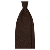 Viola Milano - Cravatta Artisan Solid 100% Cashmere - Cioccolato - Handmade in Italy - Luxury Exclusive Collection