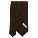 Viola Milano - Cravatta Artisan Solid 100% Cashmere - Cioccolato - Handmade in Italy - Luxury Exclusive Collection
