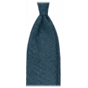 Viola Milano - Cravatta Artisan Solid Senza Risvolto 100% Cashmere - Denim - Handmade in Italy - Luxury Exclusive Collection