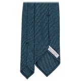 Viola Milano - Cravatta Artisan Solid Senza Risvolto 100% Cashmere - Denim - Handmade in Italy - Luxury Exclusive Collection