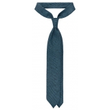 Viola Milano - Cravatta Artisan Solid Senza Risvolto 100% Cashmere - Denim - Handmade in Italy - Luxury Exclusive Collection