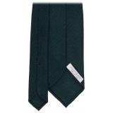 Viola Milano - Cravatta Artisan Solid Senza Risvolto 100% Cashmere - Foresta - Handmade in Italy - Luxury Exclusive Collection
