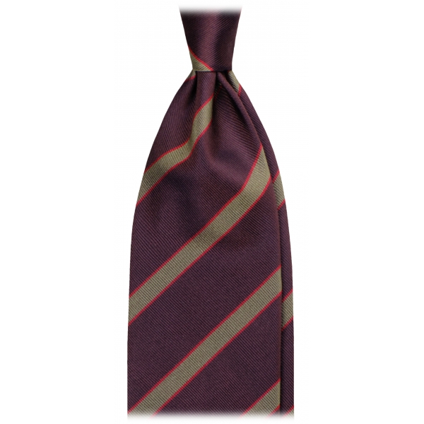 Viola Milano - Cravatta in Seta Jacquard Lavorata a Mano a Righe - Mix Marrone - Handmade in Italy - Luxury Exclusive Collection