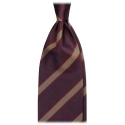 Viola Milano - Cravatta in Seta Jacquard Lavorata a Mano a Righe - Mix Marrone - Handmade in Italy - Luxury Exclusive Collection