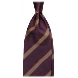 Viola Milano - Cravatta in Seta Jacquard Lavorata a Mano a Righe - Mix Marrone - Handmade in Italy - Luxury Exclusive Collection
