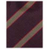 Viola Milano - Cravatta in Seta Jacquard Lavorata a Mano a Righe - Mix Marrone - Handmade in Italy - Luxury Exclusive Collection