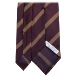 Viola Milano - Cravatta in Seta Jacquard Lavorata a Mano a Righe - Mix Marrone - Handmade in Italy - Luxury Exclusive Collection