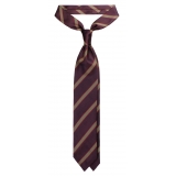 Viola Milano - Cravatta in Seta Jacquard Lavorata a Mano a Righe - Mix Marrone - Handmade in Italy - Luxury Exclusive Collection