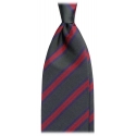 Viola Milano - Artisan Stripe Handrolled Woven Silk Jacquard Tie - Forest Mix - Handmade in Italy - Luxury Exclusive Collection