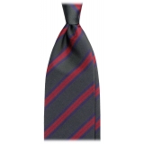 Viola Milano - Artisan Stripe Handrolled Woven Silk Jacquard Tie - Forest Mix - Handmade in Italy - Luxury Exclusive Collection