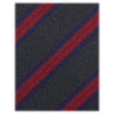 Viola Milano - Artisan Stripe Handrolled Woven Silk Jacquard Tie - Forest Mix - Handmade in Italy - Luxury Exclusive Collection